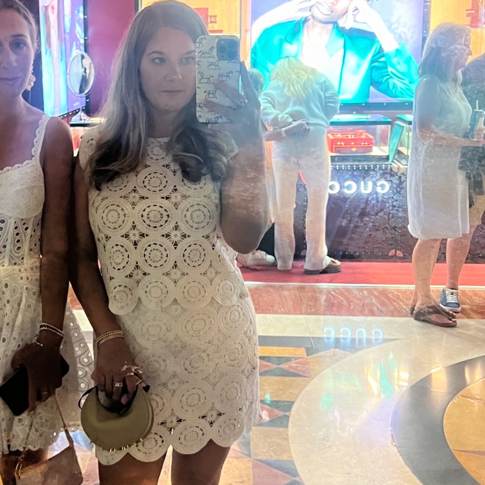 Abercrombie & Fitch White Crochet Mini Skirt Set